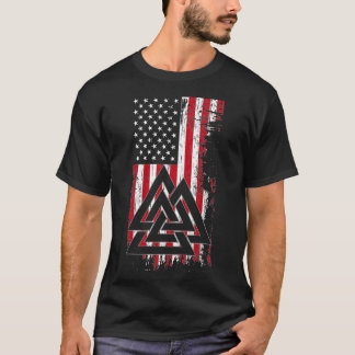 T-shirt Drapeau américain Viking Valknut Nordic Rune Celti