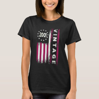 T-shirt Drapeau Américain Vintage 2001 21 Ans 21e Anniver