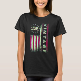 T-shirt Drapeau américain vintage 2005 17 ans 17e annivers