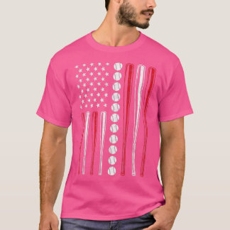 T-shirt Drapeau Américain Vintage Baseball Drapeau Hommes 
