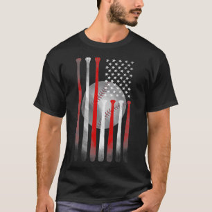 T-shirt Drapeau américain Vintage Baseball Drapeau Papa Ma