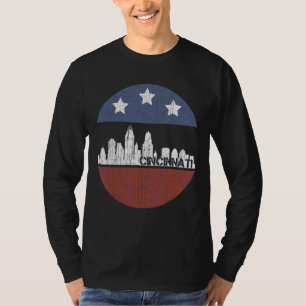 T-shirt Drapeau américain vintage Cincinnati City Skyline