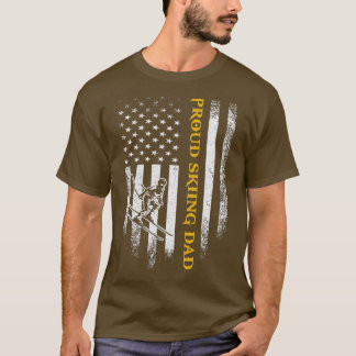 T-shirt Drapeau américain vintage Fier Ski Papa Drôle