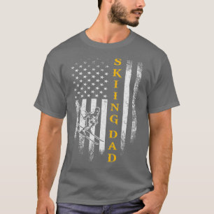 T-shirt Drapeau américain vintage Fier Ski Papa Skier
