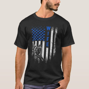 T-shirt Drapeau américain vintage Fière femme de hockey Si