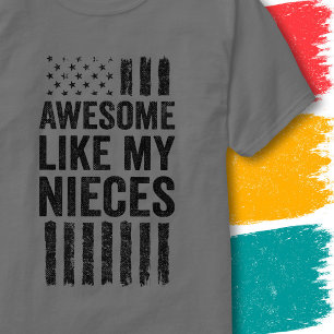 T-shirt Drapeau Américain Vintage Génial Comme Mes Nièces