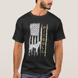 T-shirt Drapeau américain vintage Pitbull Chien Pittie Sil