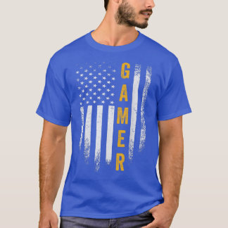 T-shirt Drapeau américain vintage USA drôle de jeu vidéo d