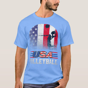 T-shirt drapeau américain volleyball 2021 pour filles garç