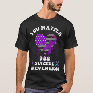T-shirt Drapeau américain Vous 988 Ruban de sensibilisatio