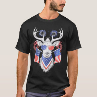 T-shirt Drapeau américain Western 4 juillet Huntin