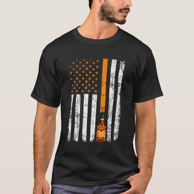 T-shirt Drapeau américain Whiskey Boire Bourbon (Devant)