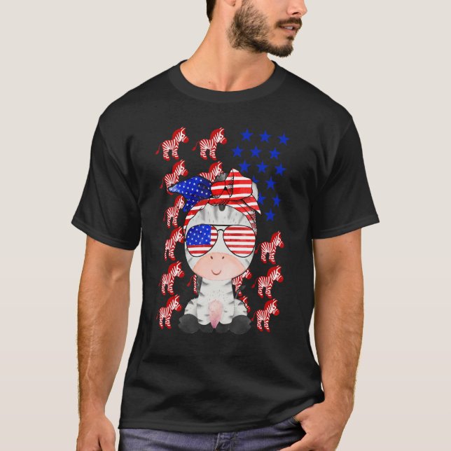 T-shirt Drapeau américain Zebra 4 juillet patriotique (Devant)