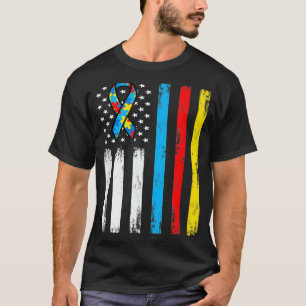 T-shirt Drapeau Amérique Parents Autisme Enfant Autiste Se