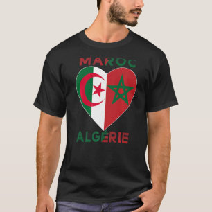 T-shirt Drapeau Amour Maroc Algérie I Love Maroc Algérie S