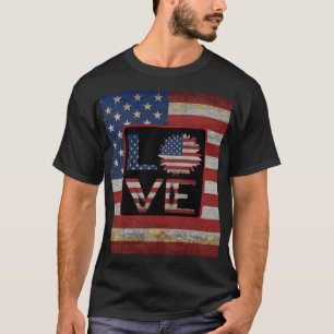 T-SHIRT DRAPEAU AMOUREUX AMÉRICAIN TRENDY DISTRONSÉ DRAPEA