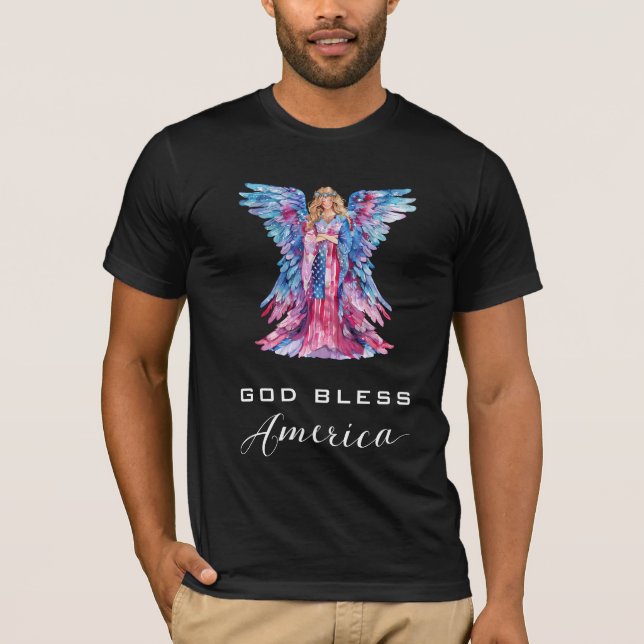 T-shirt *~* Drapeau Angel AP16 Bénie Dieu Amérique (Devant)