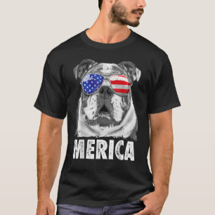 T-shirt Drapeau anglais Bulldog 4 juillet Merica Men Usa