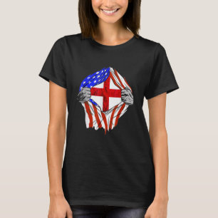 T-shirt Drapeau Angleterre États-Unis Amérique Racines ang