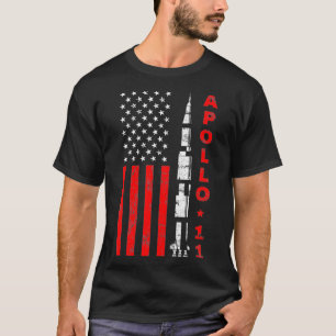 T-shirt Drapeau Apollo 11 Saturn V Rocket USA