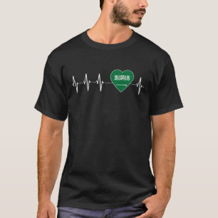 T-shirt Drapeau Arabie Saoudite du Heartbeat I Love Saudi 
