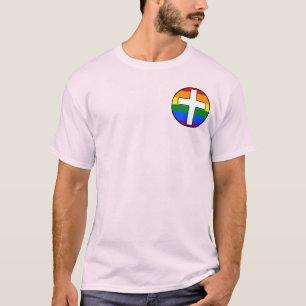 T-shirt Drapeau arc en ciel avec croix   Chemise légère   