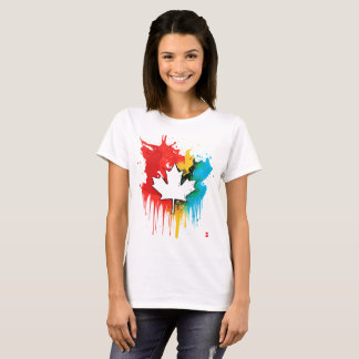 T-shirt Drapeau arc-en-ciel canadien Feuille d'érable LGTB