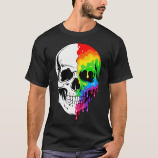 T-shirt Drapeau arc-en-ciel crâne LGBT drôle Fierté allié 