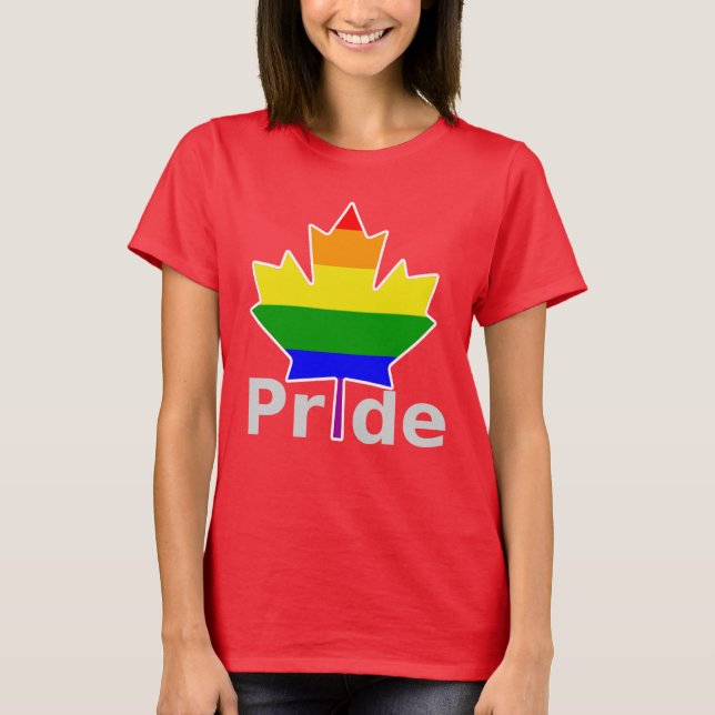 T-shirt Drapeau arc-en-ciel Gay pride Canada Feuille d'éra (Devant)