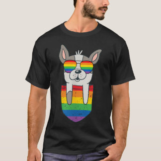 T-shirt Drapeau Arc-en-Ciel LGBT Chien Mignon Drôle de Poc