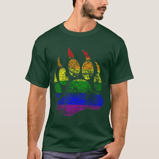 T-shirt Drapeau arc-en-ciel mâché de l'ours en détresse (Devant)