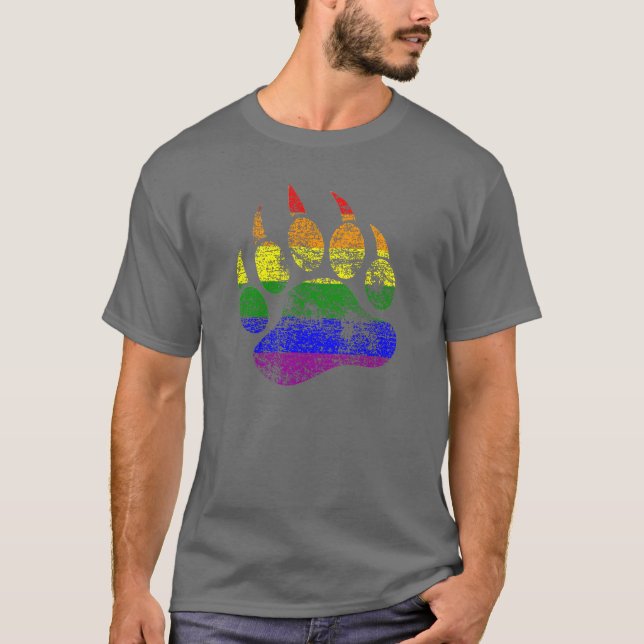 T-shirt Drapeau arc-en-ciel mâché de l'ours en détresse (Devant)