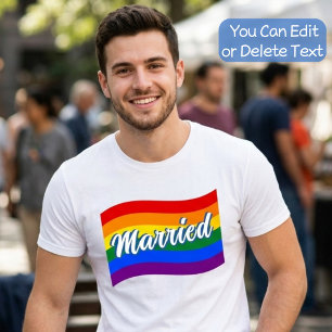 T-shirt Drapeau Arc-en-Ciel Marié mariage gay Fierté Gay L