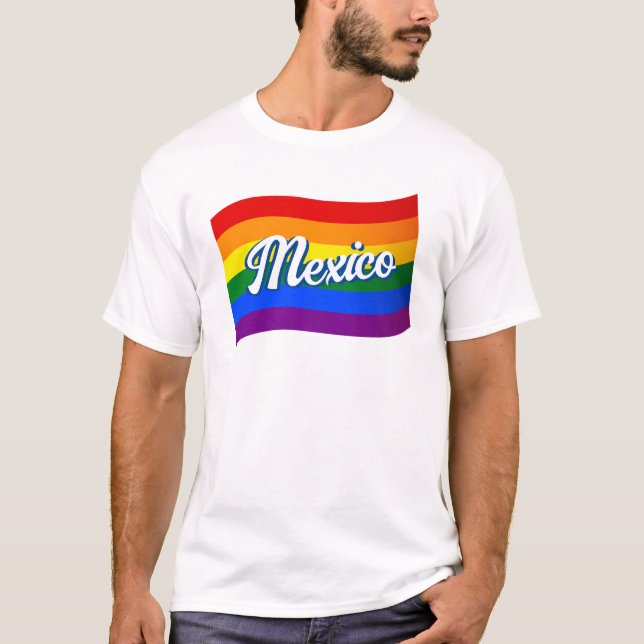 T-shirt Drapeau arc-en-ciel Mexique gay pride mexicain LGB (Devant)