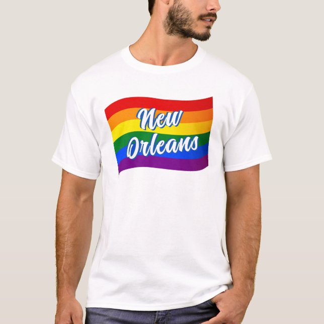 T-shirt Drapeau arc-en-ciel Nouvelle-Orléans Gay pride LGB (Devant)