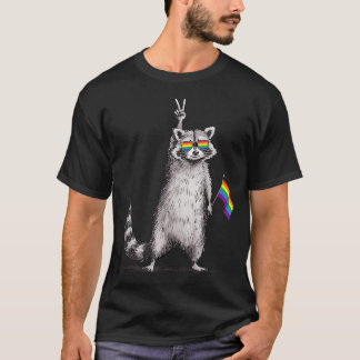 T-shirt Drapeau Arc-en-ciel Raton Laveur Lgbt Lesbienne Ga