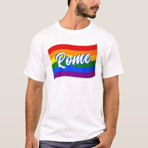 T-shirt Drapeau arc-en-ciel Rome Italie Gay pride LGBT LGB