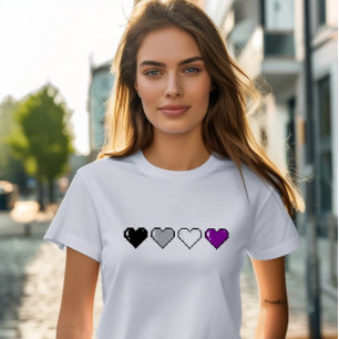 T-shirt Drapeau Asexuel Coeur Pixel
