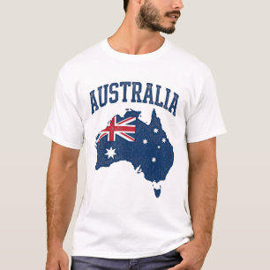T-shirt Drapeau Australie Carte Graphique Vintage en détre
