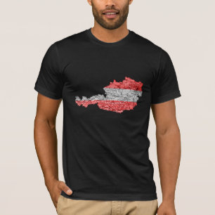 T-Shirt Drapeau Autriche Carte aux Couleurs