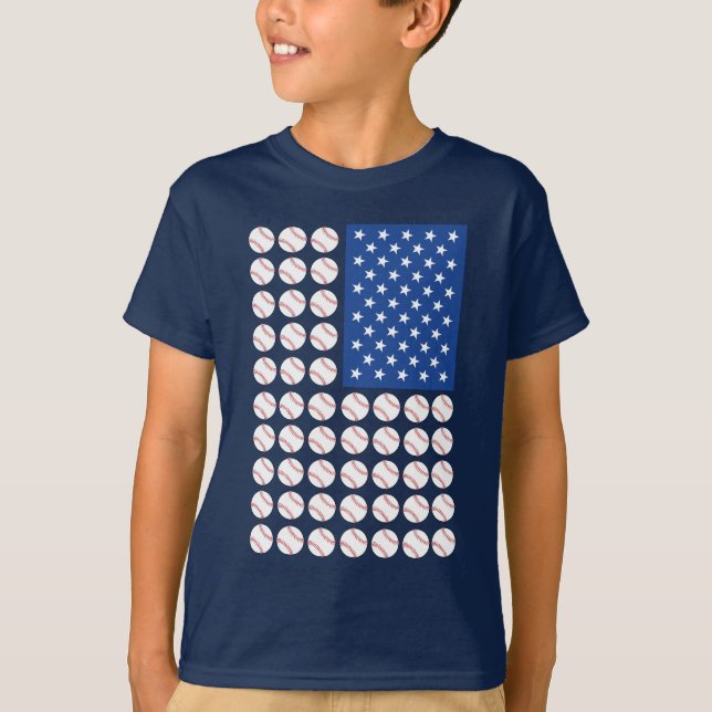 T-SHIRT DRAPEAU BASEBALL USA (Devant)