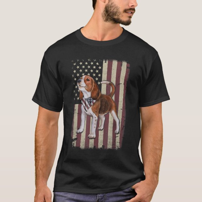 T-shirt Drapeau beagle américain Bandana 4 juillet patriot (Devant)