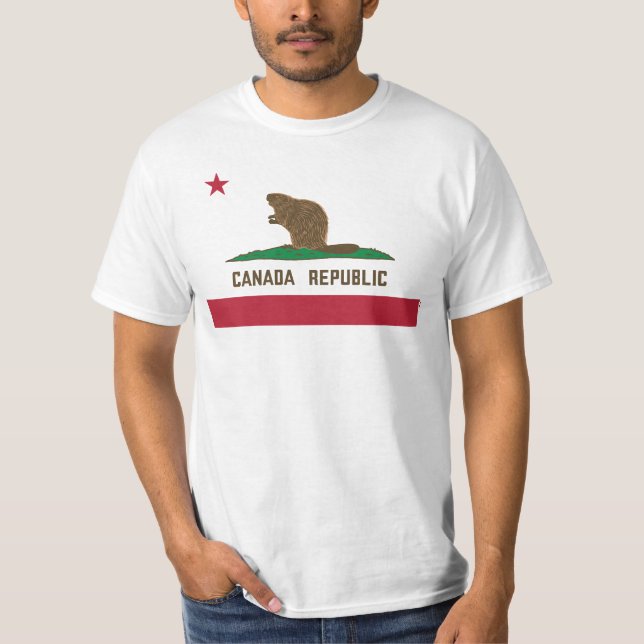 T-shirt Drapeau Beaver Canada Republic California (Devant)