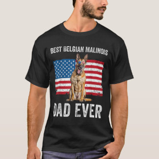 T-shirt Drapeau Belge Malinois Papa Américain Drapeau Belg