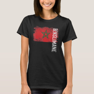 T-shirt Drapeau Benslimane Maroc Pour Marocains Hommes Fem