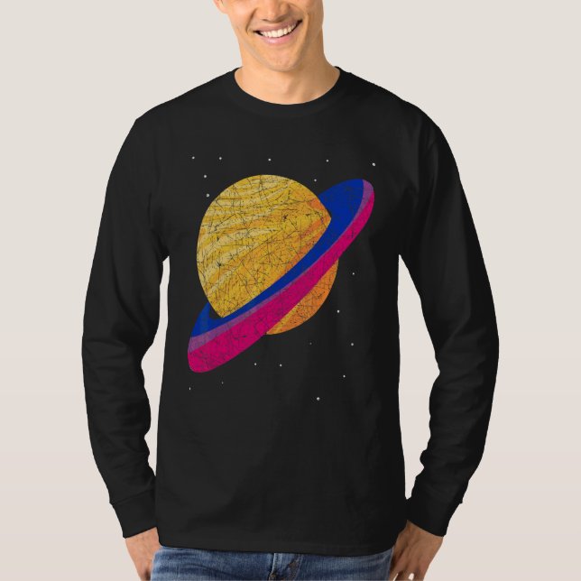 T-shirt Drapeau bisexuel Queer Saturn Bi Pride Lgbt Bisexu (Devant)
