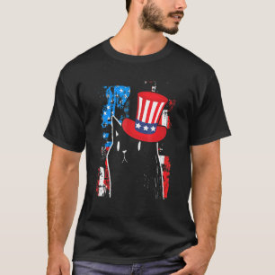 T-shirt Drapeau Black Cat Usa Chat Patriotique Kitten Amer