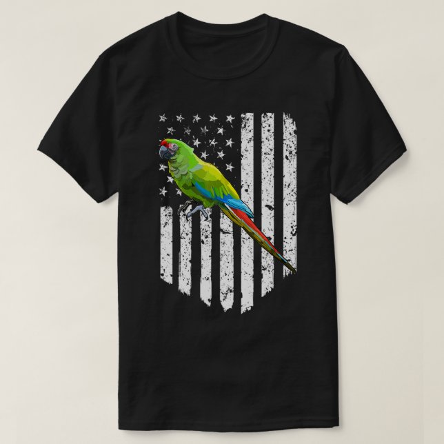 T-shirt Drapeau Blanc Américain Militaire Macaw Bird 4 Jui (Design devant)