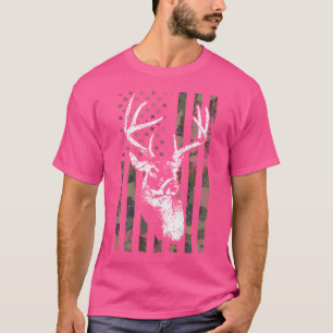 T-shirt Drapeau blanc Chasse aux cerfs Drapeau Usa Camoufl