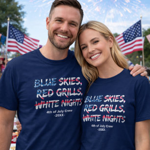 T-shirt Drapeau Bleu Blanc Rouge 4 juillet Famille Crew
